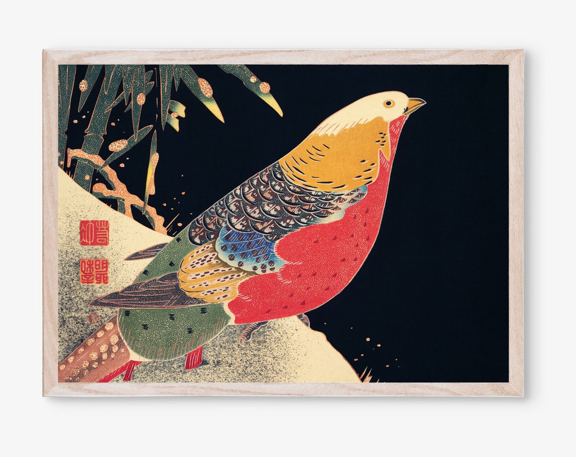 Ito Jakuchu Colorful Pheasant On Rock Bamboo Japanese Painting Poster