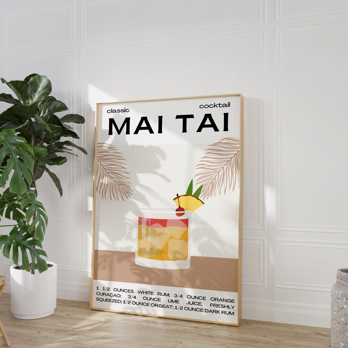 Mai Tai Classic Cocktail Recipe Print Palm Tropical Bar Wall Poster - Image 3
