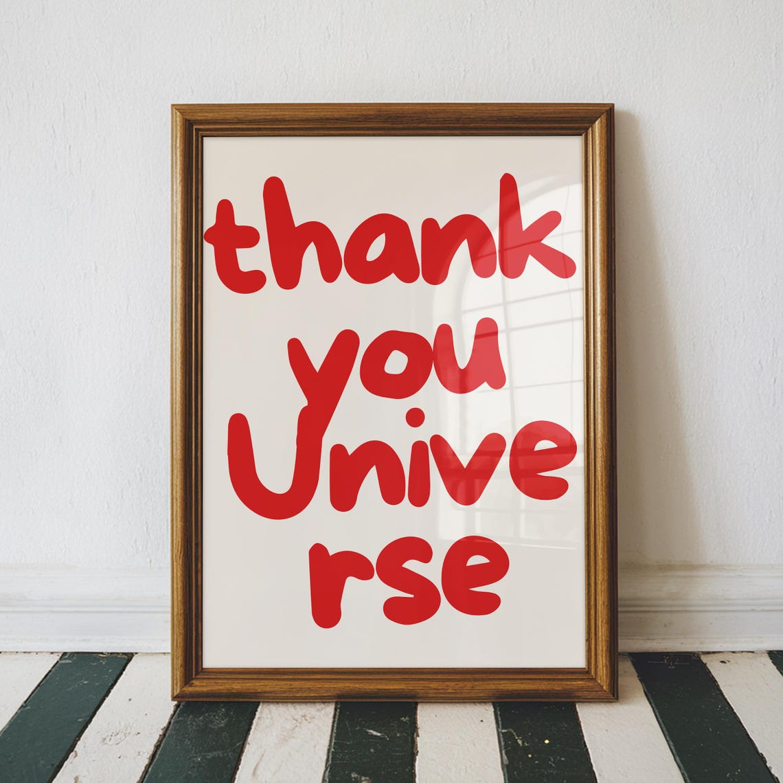 Thank You Universe Red Bubble Script Gratitude Affirmation Wall Art - Image 2