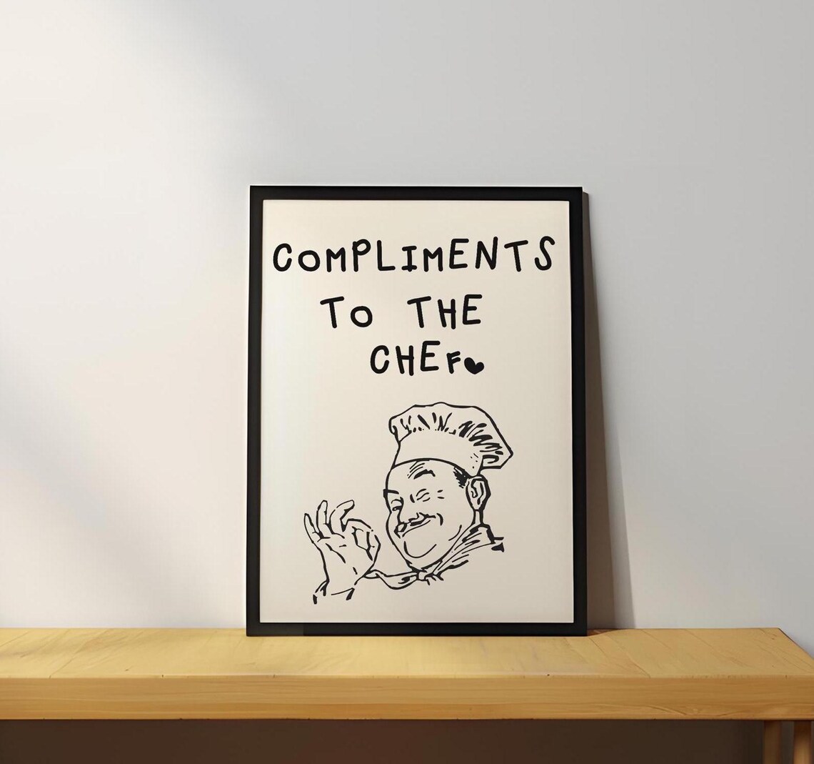 Compliments To Chef Cute Kitchen Wall Art Print - Image 3