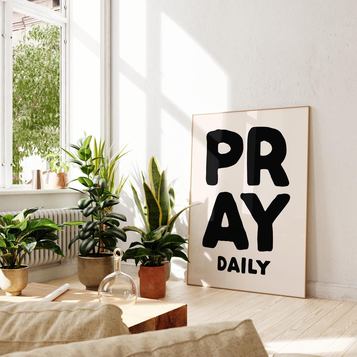Pray Daily Bold Black Hand Lettered Christian Prayer Wall Poster - Image 2