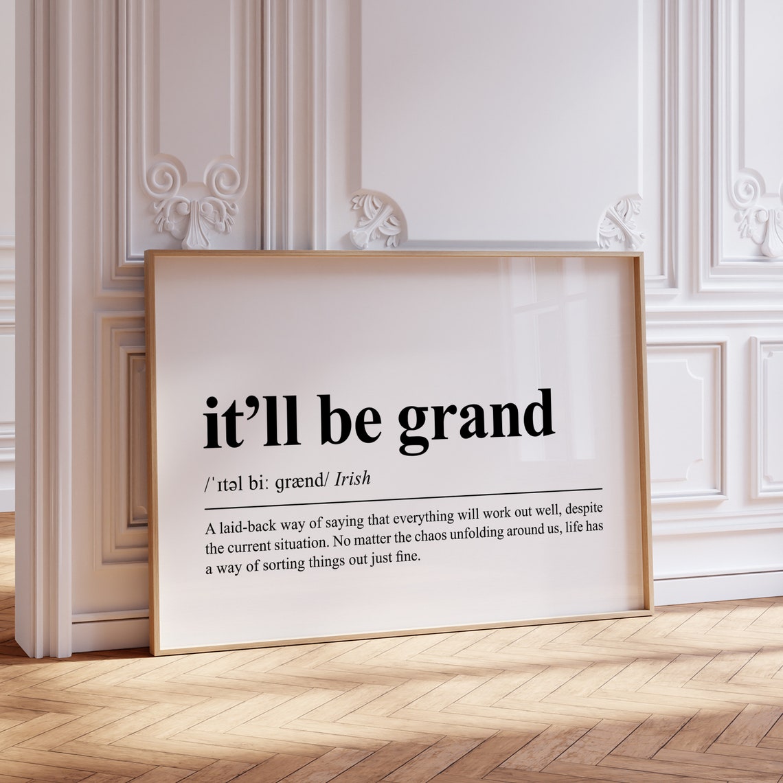 It'll Be Grand Irish Slang Definition Typography Dictionary Poster