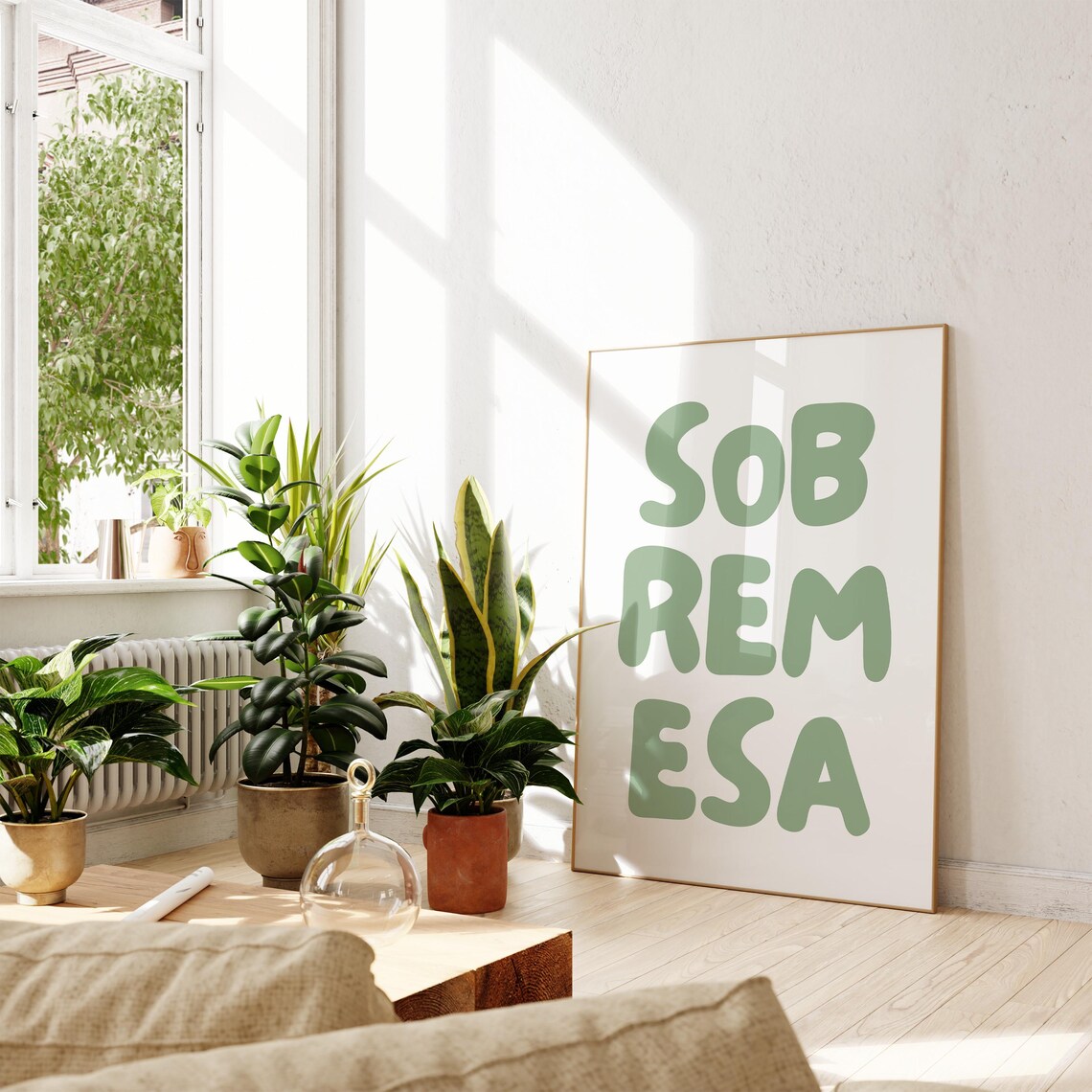 Sobremesa Sage Green Bubble Letter Spanish Kitchen Typography Poster