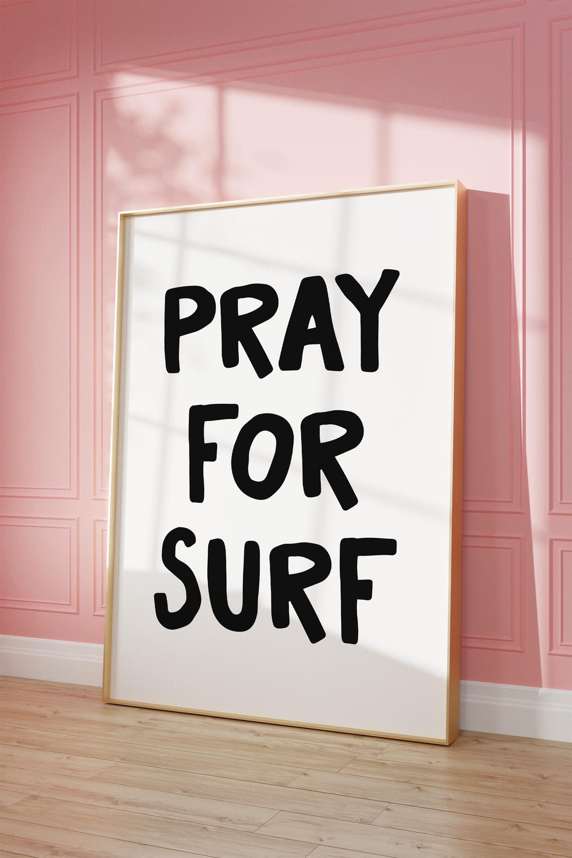 Pray For Surf Black Bold Retro Typographic Surf Lover Poster - Image 2