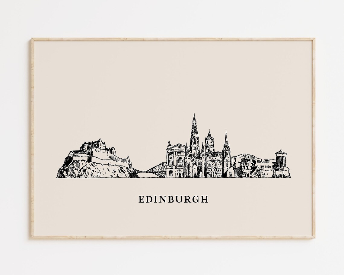 Edinburgh Scotland Skyline Minimalist Cityscape Travel Poster