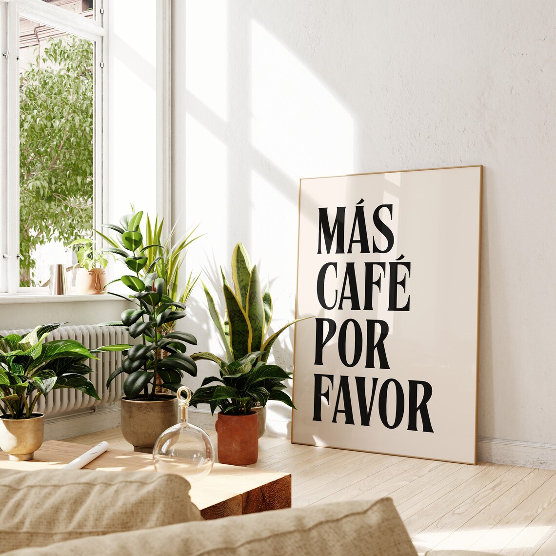 Más Café Por Favor Black Coffee Lover Quote Typography Poster - Image 2