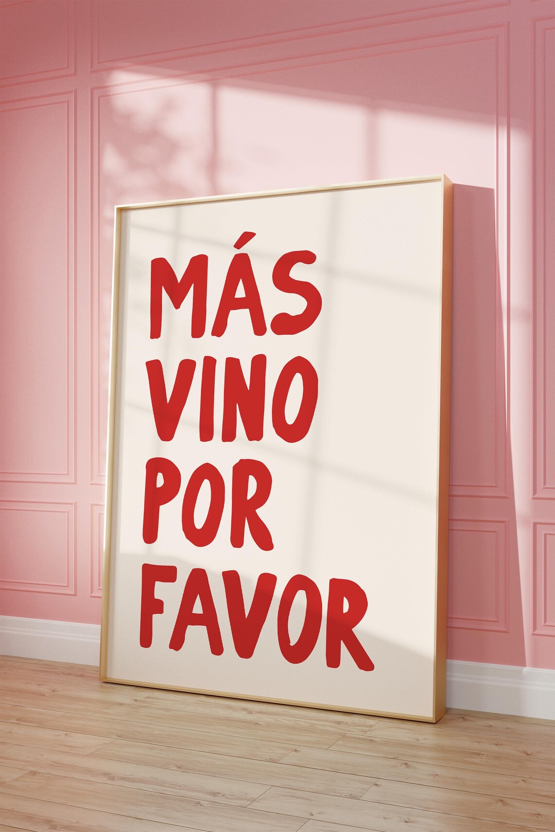 Más Vino Por Favor Red Hand Lettered Spanish Wine Quote Poster - Image 2