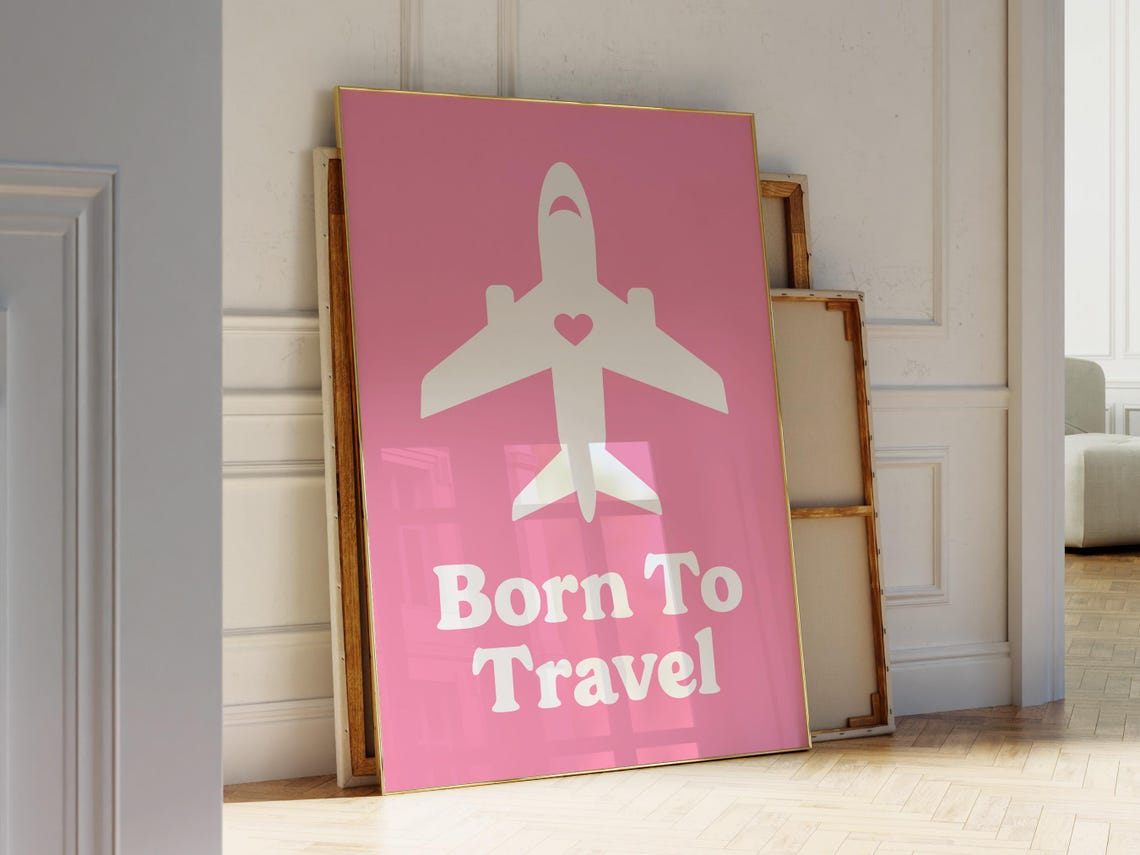 Pink Travel Wall Art Travel Quote Art Print Preppy Room Decor Trendy Plane Print Girly Travel Poster Cute Pink Travel Print - Image 3