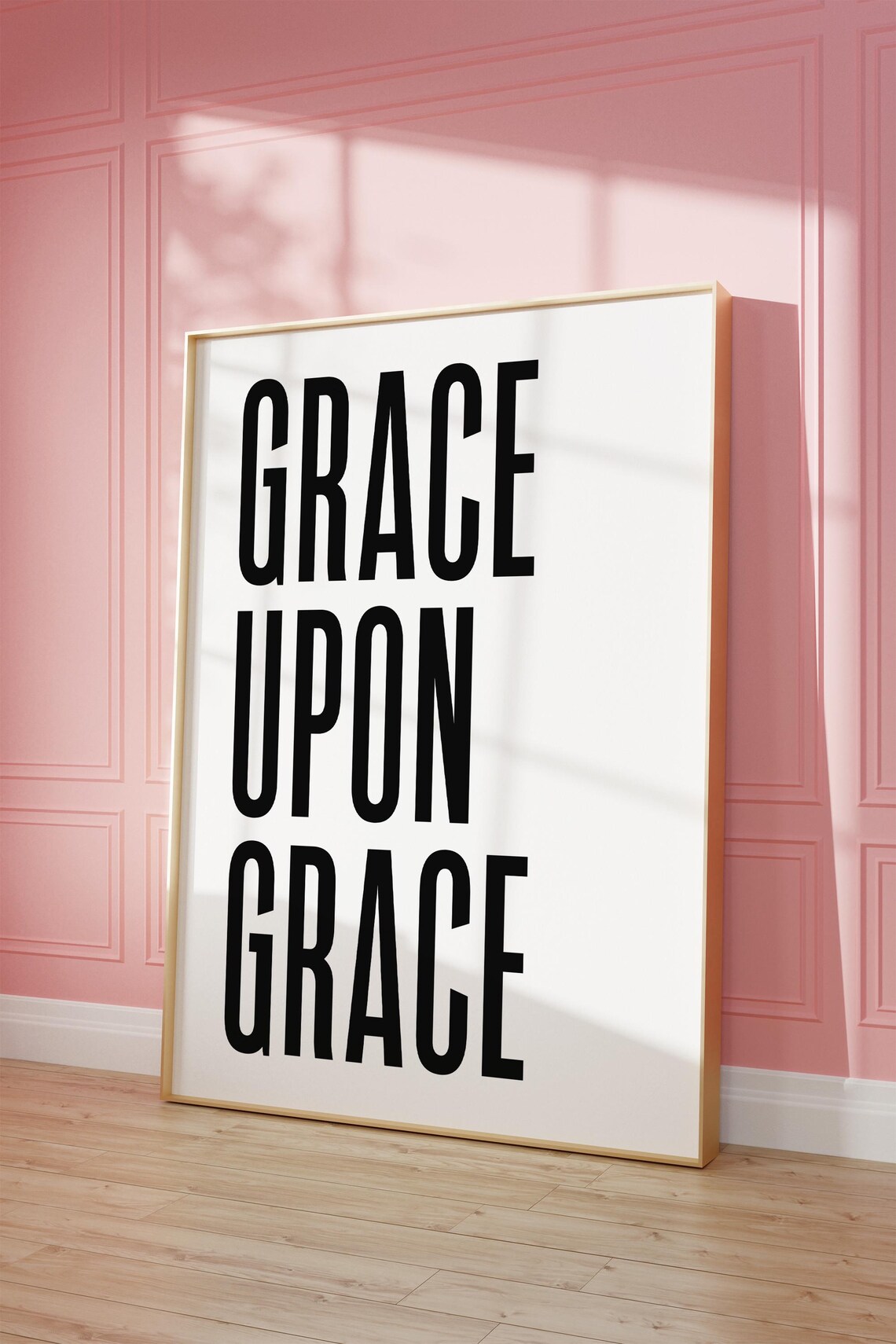 Grace Upon Grace Black Christian Faith Typography Poster for Home - Image 2