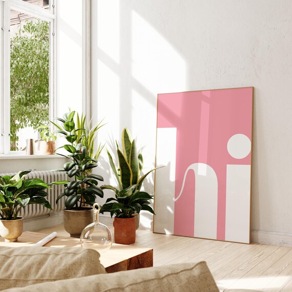 Pink Hi Wall Art Cute Pink Print Trendy Pink Wall Art Hallway Wall Decor Hello Print Welcome Print Girly Pink Wall Art