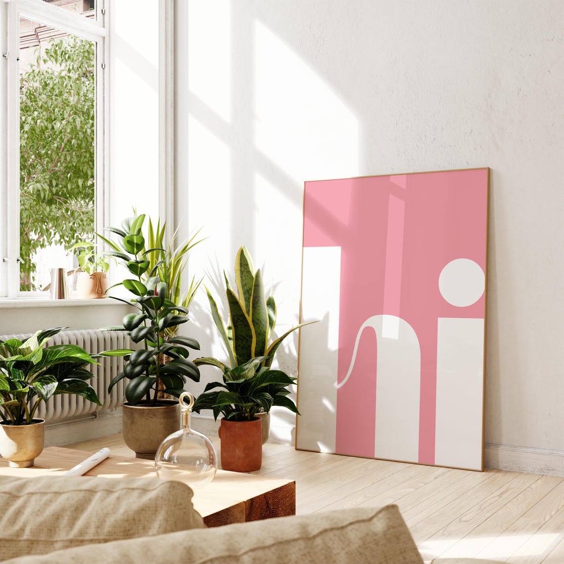 Hi Pink Abstract Minimalist Typography Pop Art Bedroom Poster