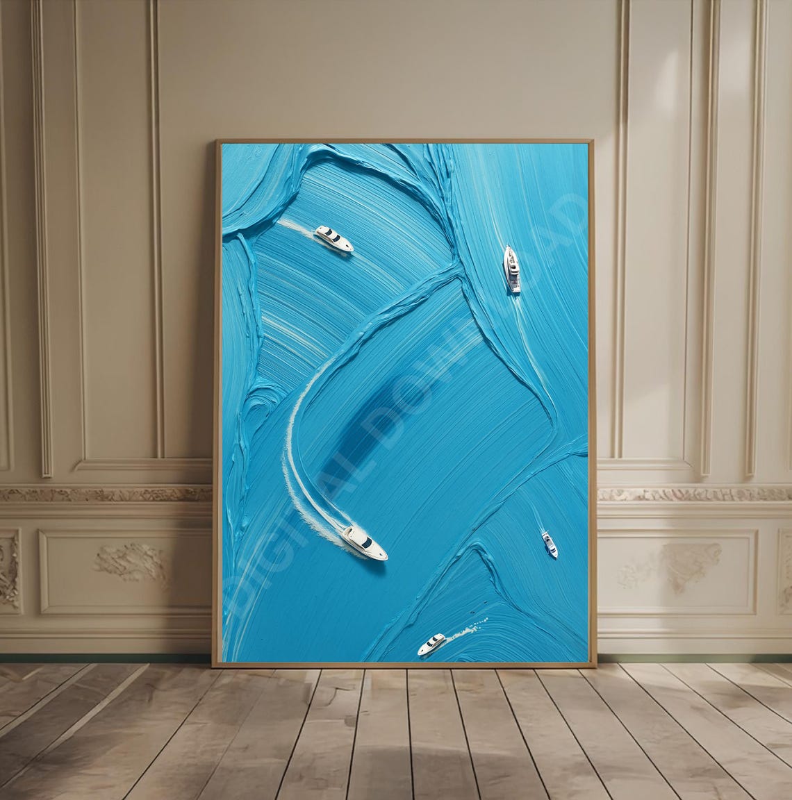 Luxury Yacht Poster Old Money Print Boat Fashion Club Textured Oil Painting