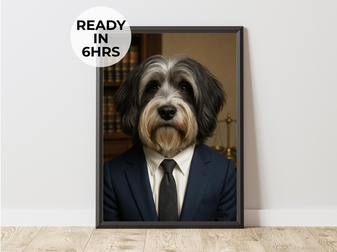 Custom Lawyer Pet Portrait, Funny Attorney Gift
