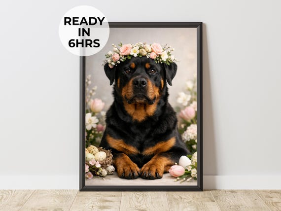 Custom Easter Pet Portrait Holiday Dog Art Spring Gift