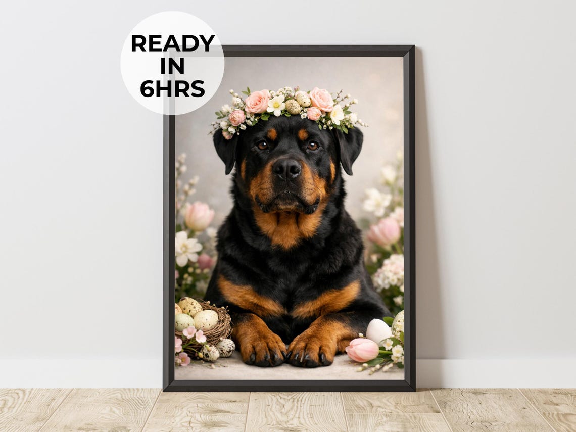 Custom Easter Pet Portrait Holiday Dog Art Spring Gift