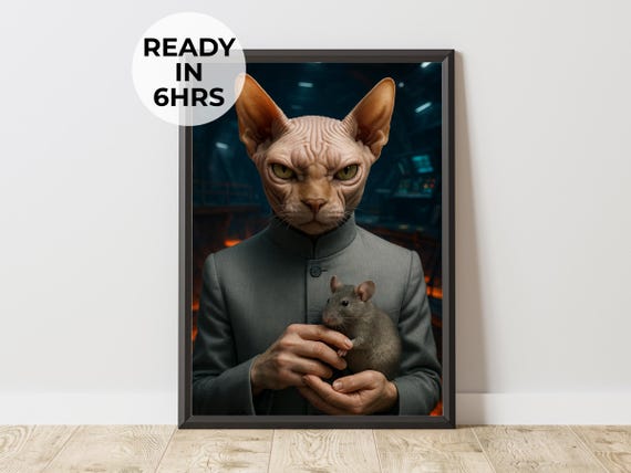 Custom Villain Pet Portrait Funny Mastermind Art