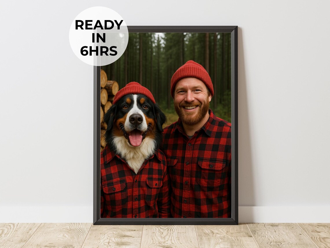 Custom Lumberjack Pet Portrait Art Print