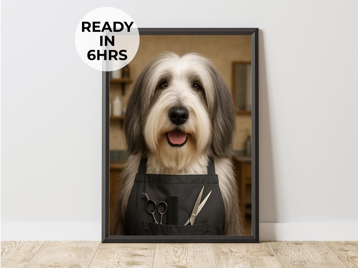 Custom Dog Groomer Pet Portrait, Salon Art Print