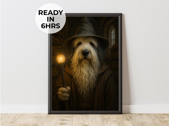 Custom Wizard Pet Portrait Magic Dog Art Fantasy Gift