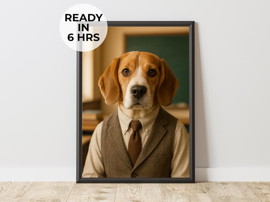 Professor Pet Portrait - Teacher Gift Art Print