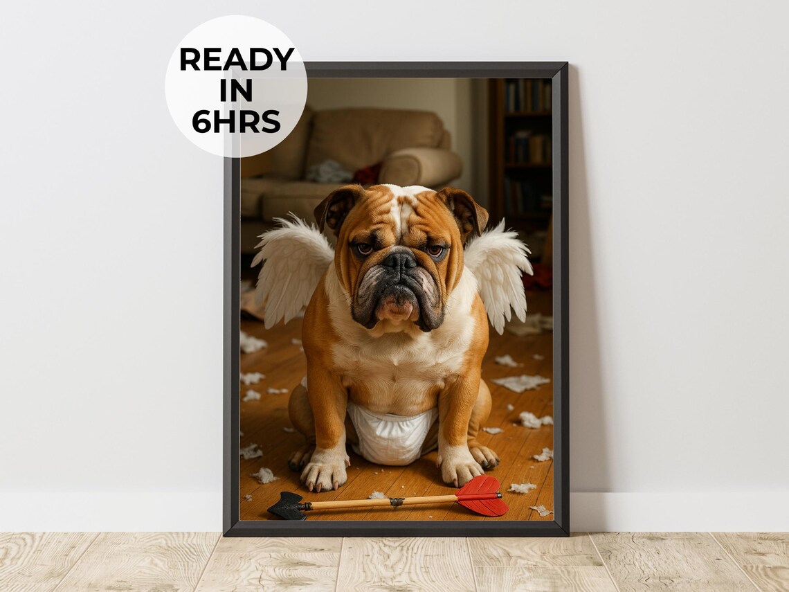 Custom Cupid Pet Portrait, Funny Valentine Art Print