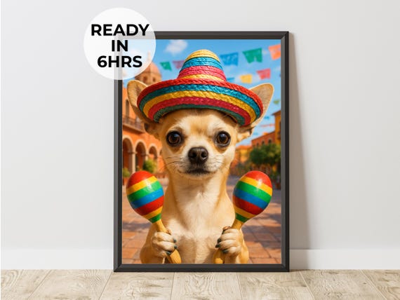 Custom Mariachi Portrait Funny Fiesta Art Sombrero Gift