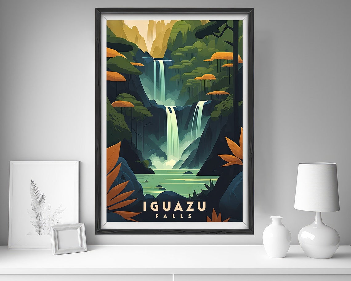 Iguazu Falls Vintage Travel Poster Jungle Waterfall Rainforest - Image 4