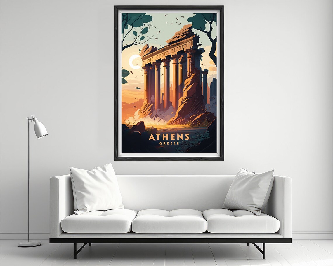 Athens Greece Travel Poster, European Wall Art Print - Image 2