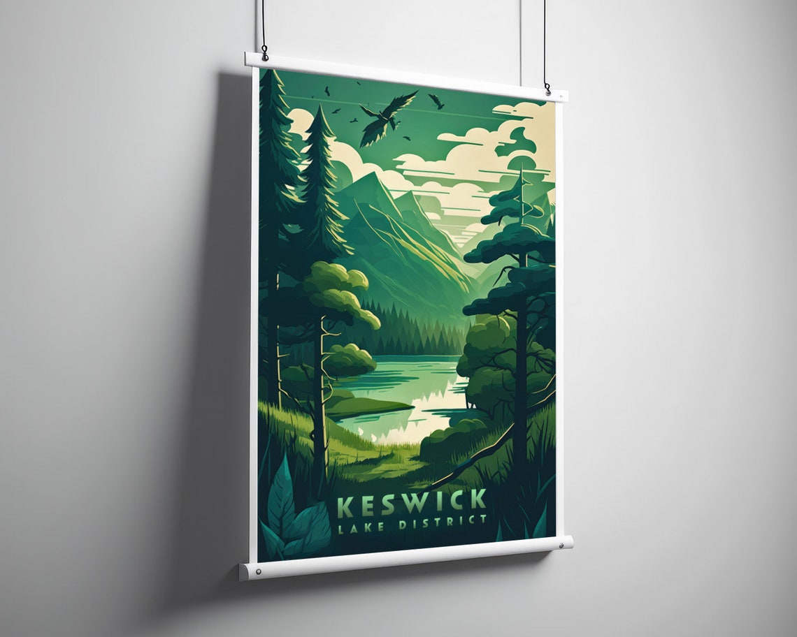 Keswick Travel Poster Keswick Print Keswick Wall Art Print Keswick Lake District Keswick Painting Keswick Illustration Keswick Watercolor - Image 3