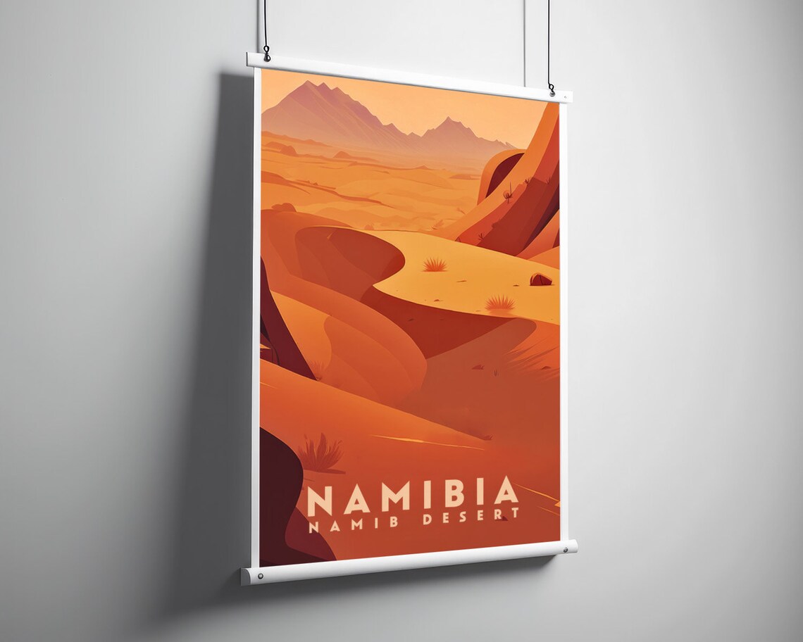 Namibia Namib Desert Vintage Travel Poster Sunset Dunes Artwork - Image 3