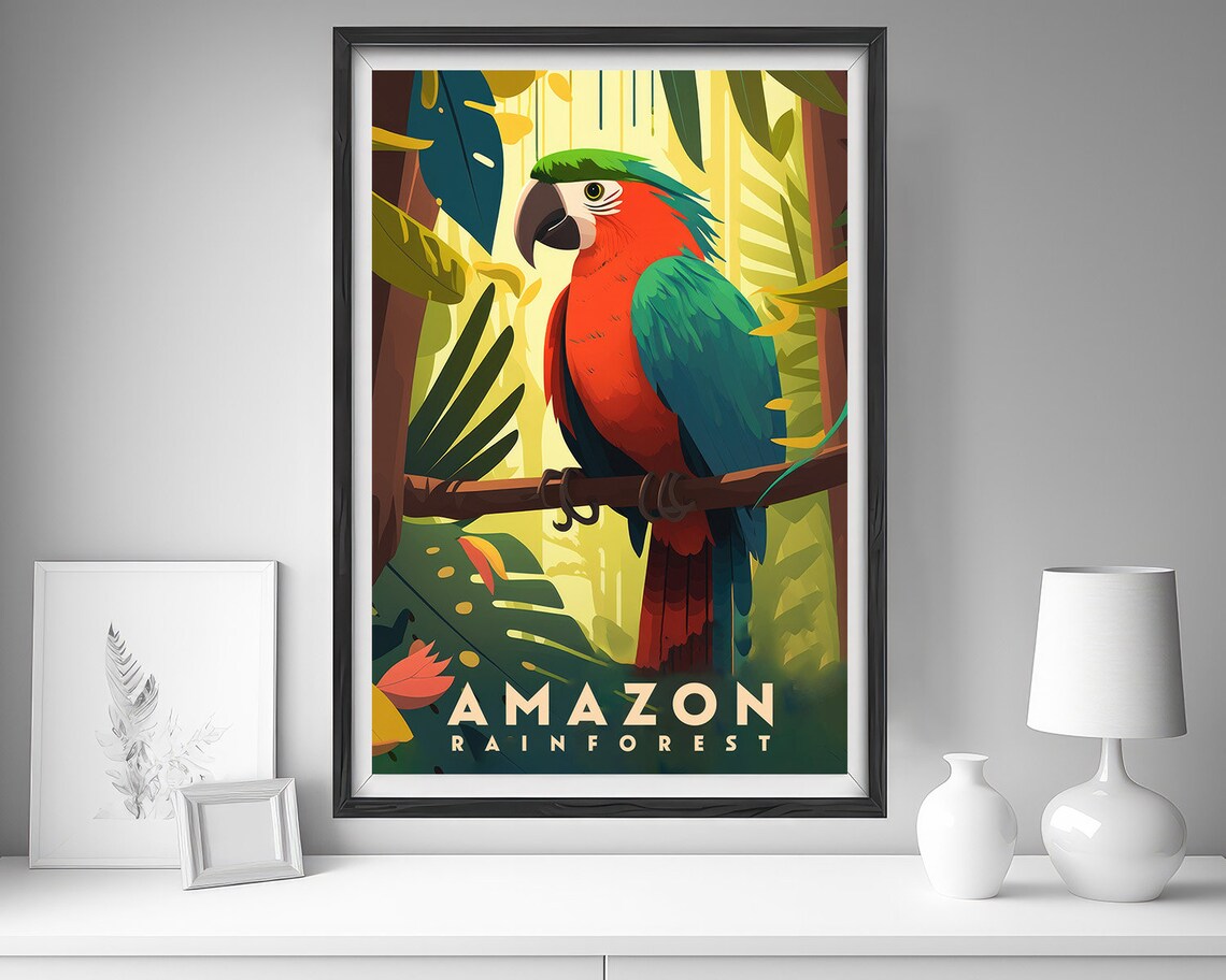 Amazon Rainforest Travel Poster, Jungle Watercolor - Image 4