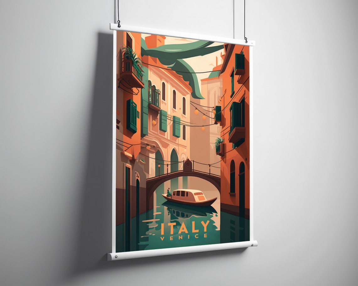 Venice Italy Travel Poster Venice Italy Wall Art Print Venice Italy Rialto Bridge Gondola Travel Art Poster Venice Italy Art Decor - Image 3