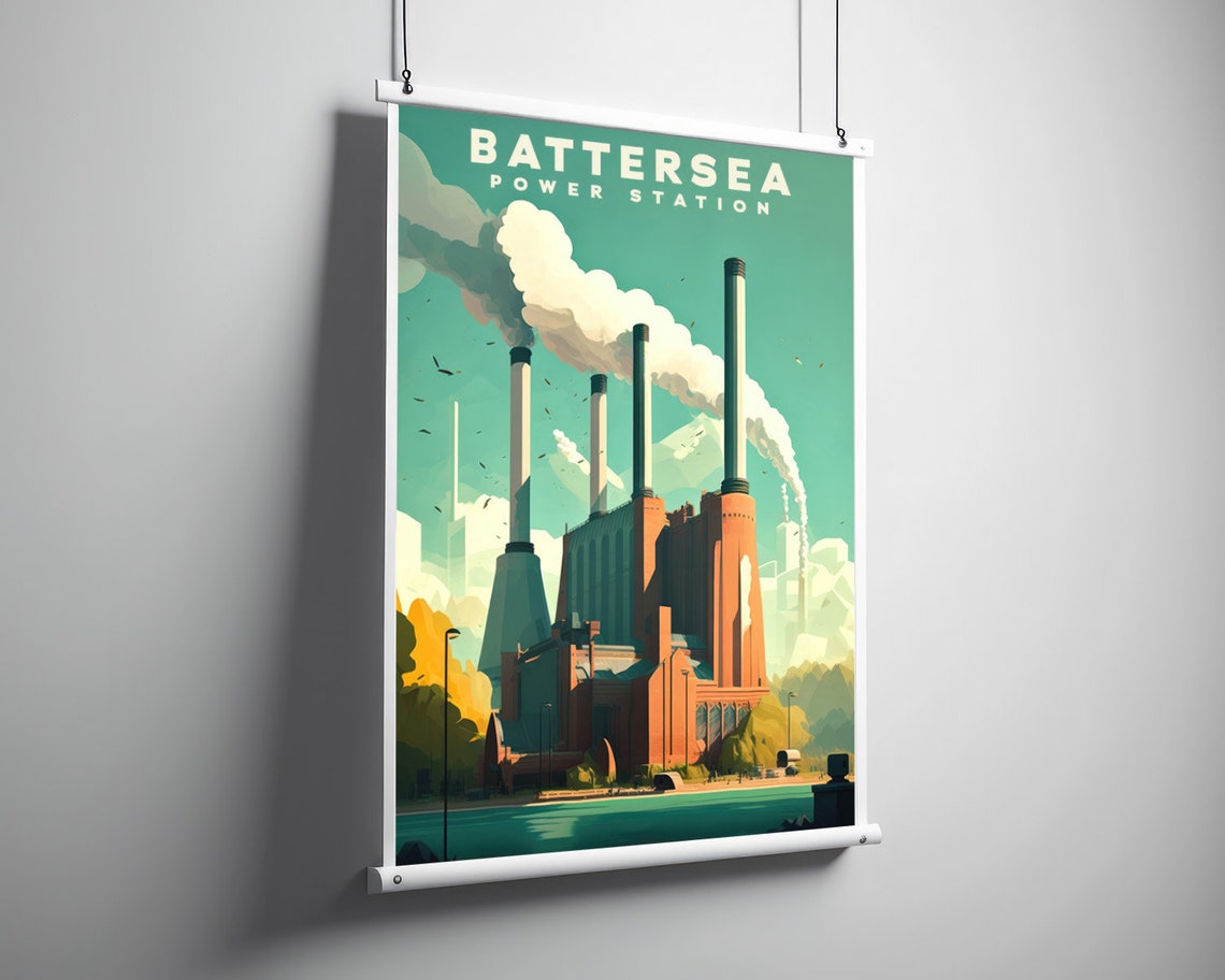 Battersea Power Station Travel Poster Battersea Power Station Wall Art Print Battersea Painting Illustration Battersea Watercolor - Image 3