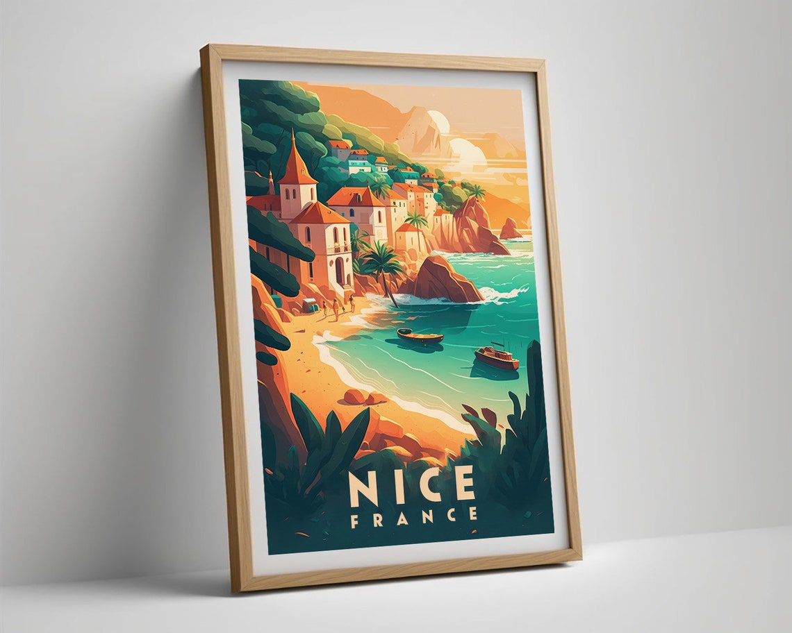 Nice France Travel Poster Nice France Wall Art Print Nice France Painting Nice France Illustration Nice France Watercolor Decor - Image 5