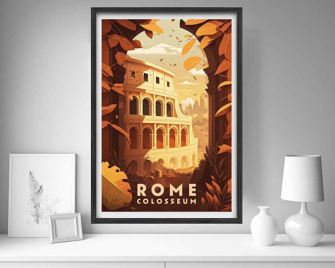 Rome Colosseum Travel Poster Rome Colosseum Wall Art Print Rome Colosseum Painting Rome Colosseum Illustration Rome Watercolor Art - Image 4