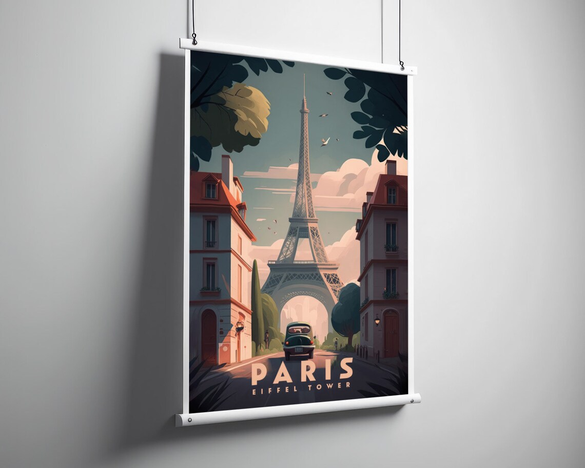 Paris Eiffel Tower Travel Poster, France Wall Art Print - Image 3
