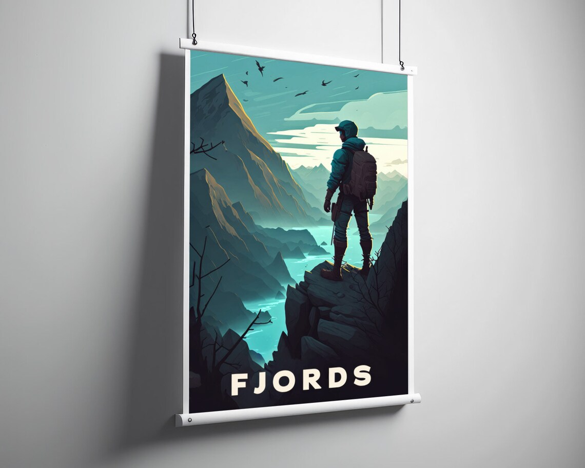 Norway Fjords Hiker Scenic Mountain View Adventure Travel Poster - Image 5