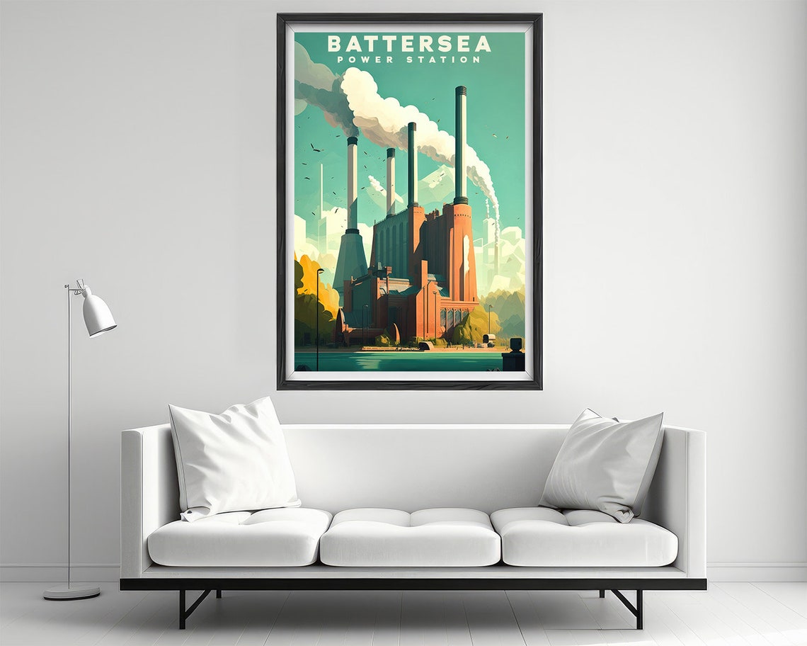Battersea Power Station Travel Poster Battersea Power Station Wall Art Print Battersea Painting Illustration Battersea Watercolor - Image 2