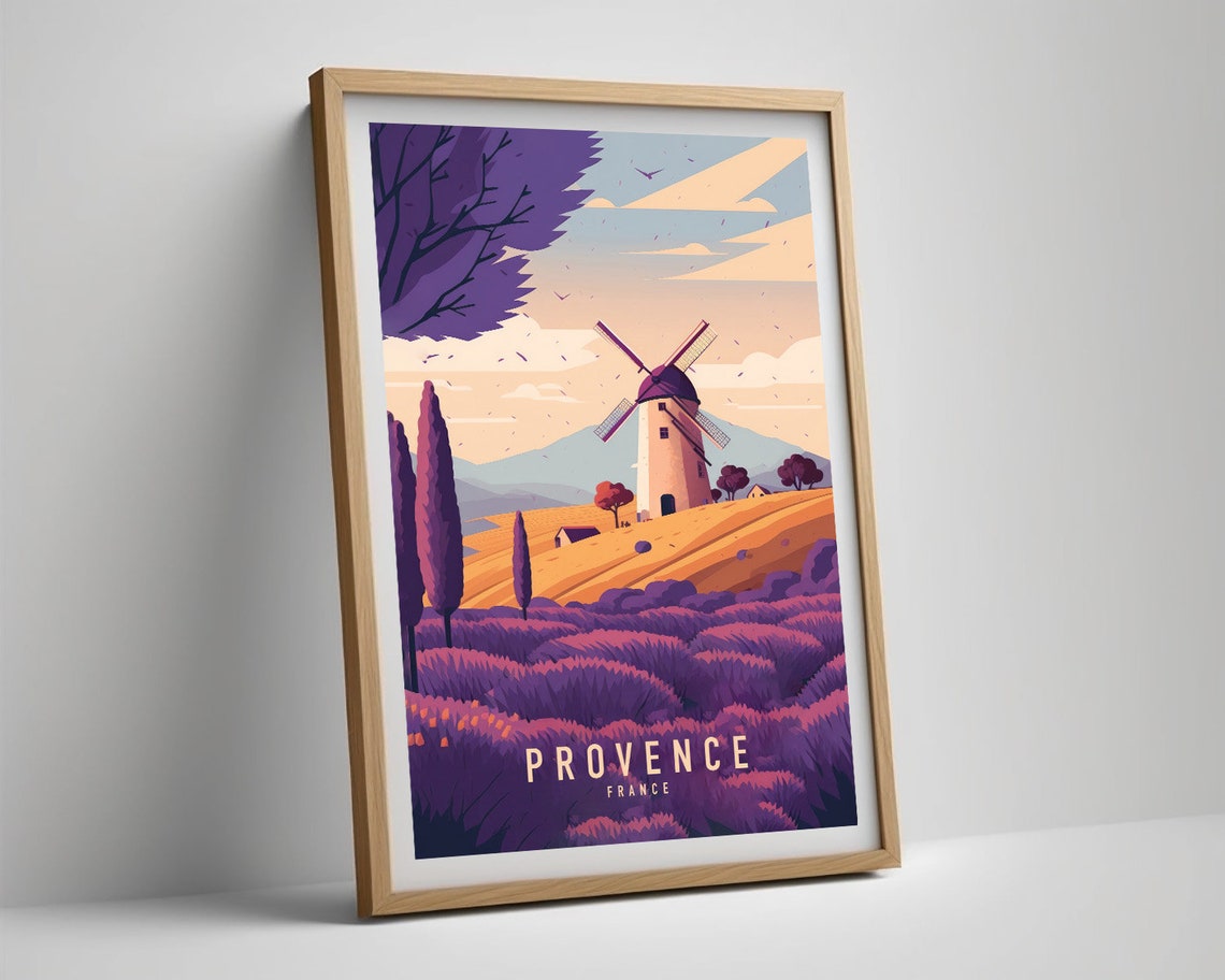 France Provence Travel Poster France Provence Wall Art Print France Provence Provence Lavender Fields Travel Art Poster Art Decor - Image 5