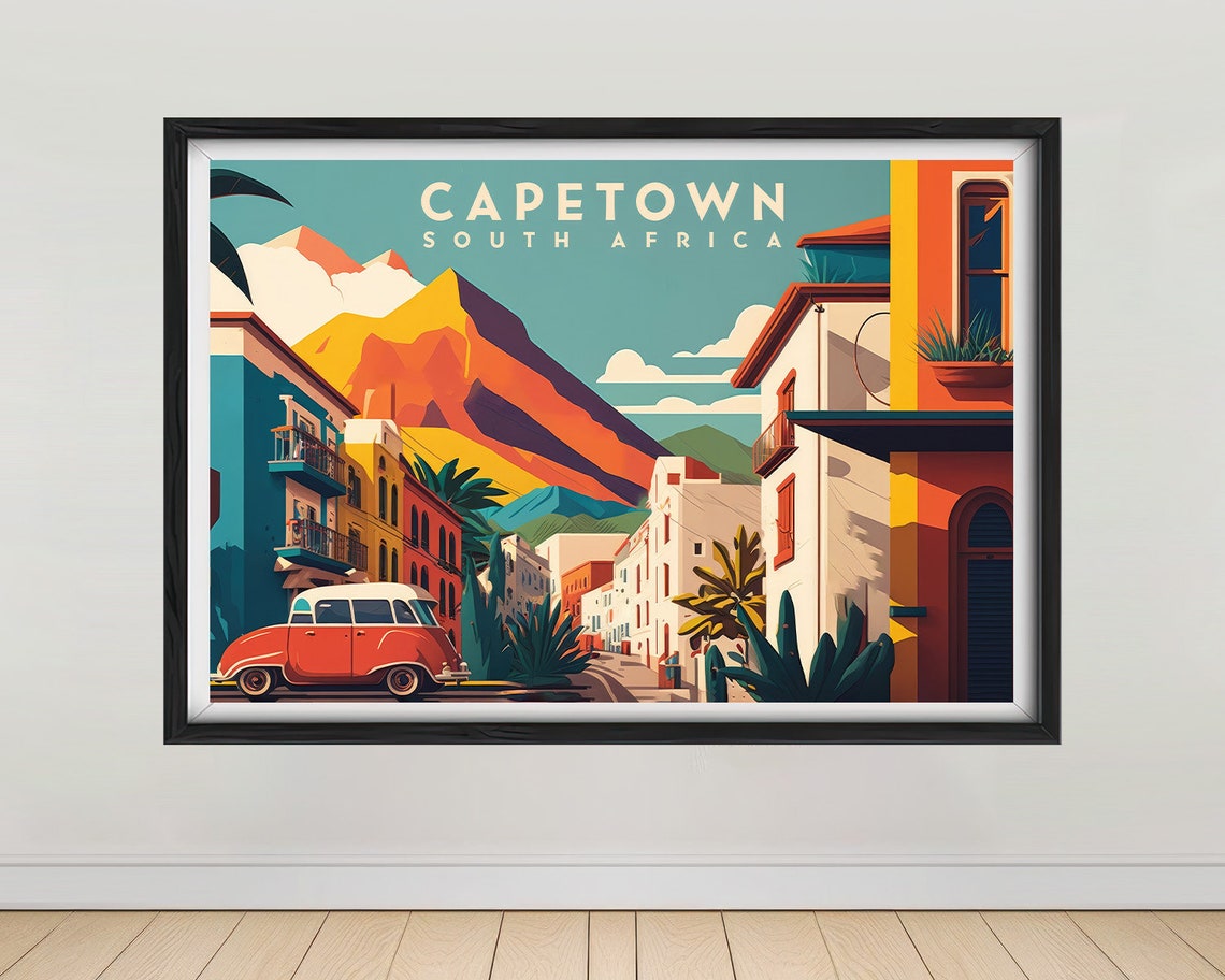 Capetown South Africa Travel Poster Capetown South Africa Wall Art Print Capetown Painting Illustration Capetown Watercolor Decor