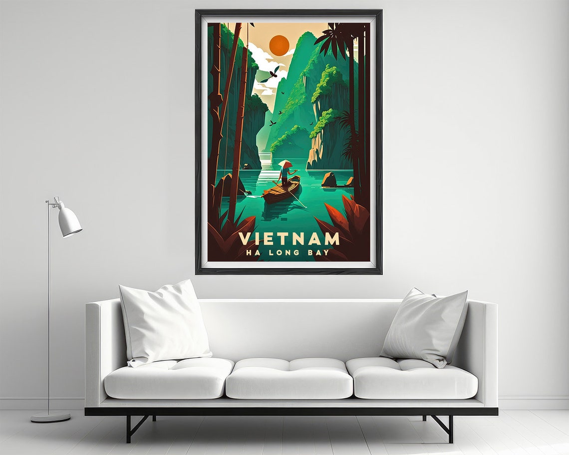 Vietnam Ha Long Bay Travel Poster Vietnam Ha Long Bay Wall Art Print Vietnam Ha Long Bay Painting Illustration Vietnam Watercolor - Image 2