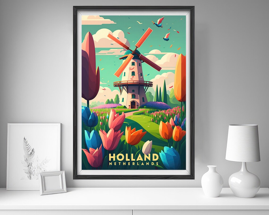 Netherlands Travel Poster, Holland Watercolor Art Print - Image 4