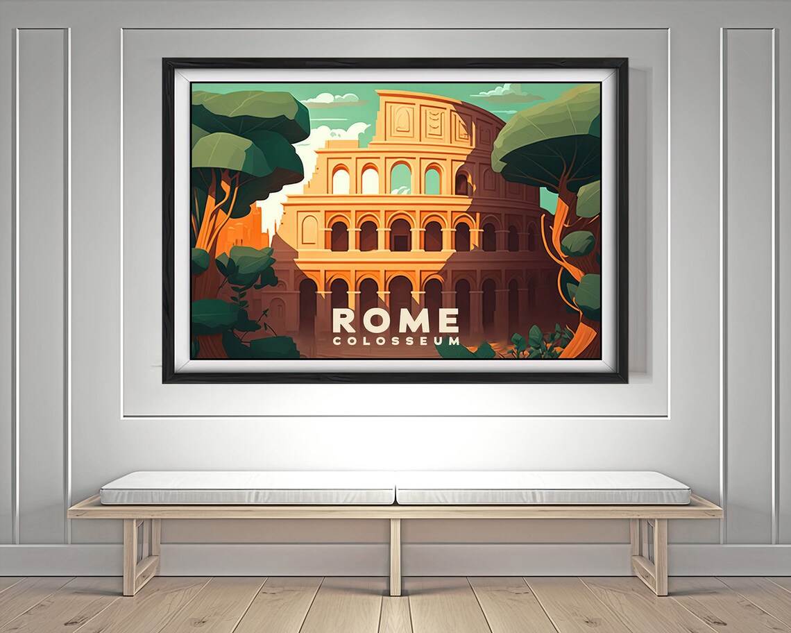 Rome Italy Colosseum Ancient Ruins Vintage Travel Style Poster - Image 4