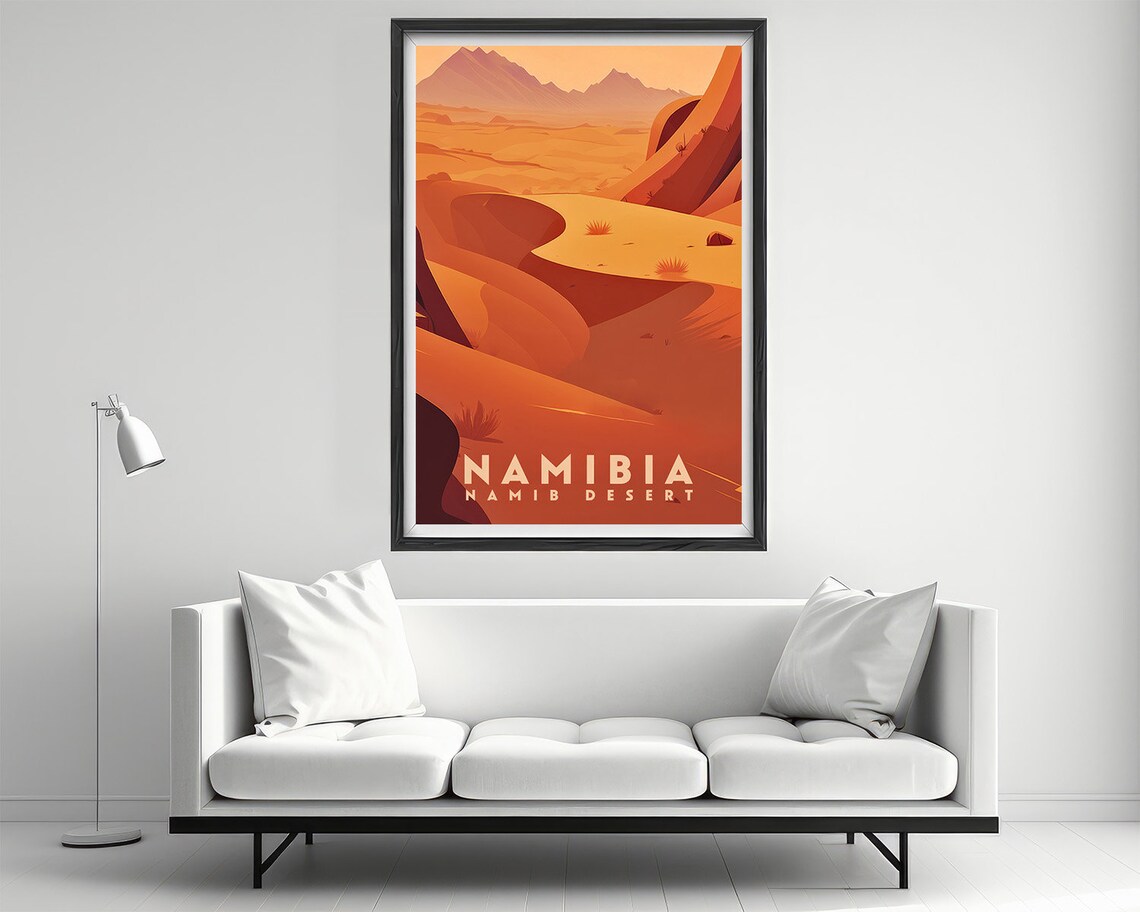 Namibia Namib Desert Vintage Travel Poster Sunset Dunes Artwork - Image 2