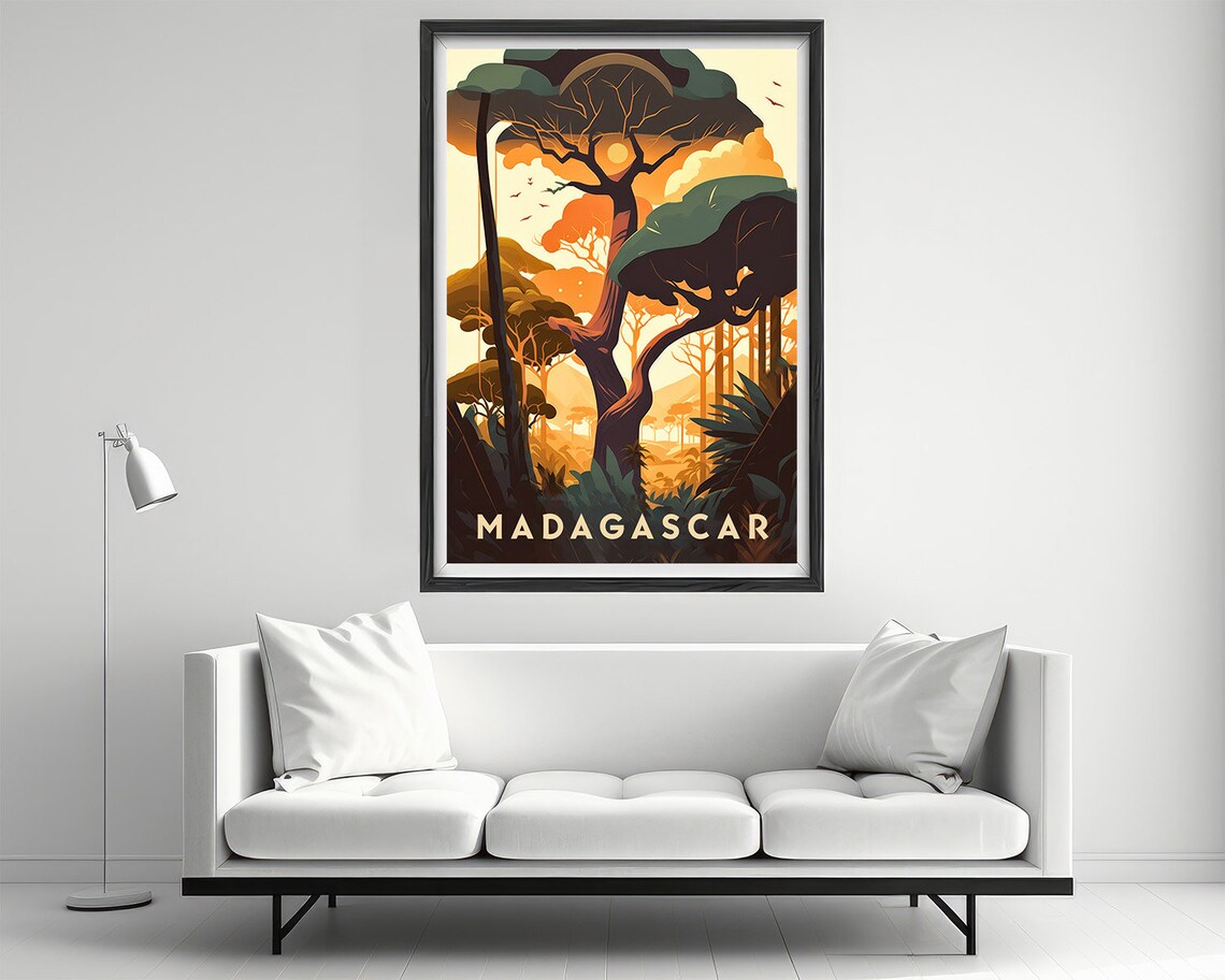 Madagascar Baobab Jungle Sunset Exotic Vintage Travel Poster - Image 2