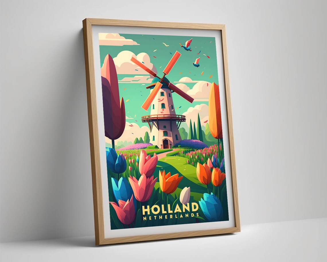 Netherlands Travel Poster, Holland Watercolor Art Print - Image 5