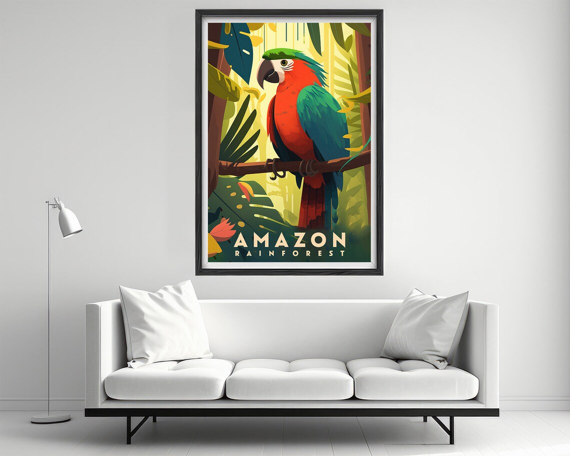 Amazon Rainforest Travel Poster, Jungle Watercolor - Image 2