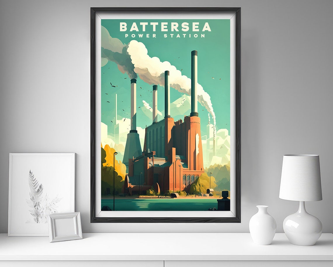 Battersea Power Station Travel Poster Battersea Power Station Wall Art Print Battersea Painting Illustration Battersea Watercolor - Image 4