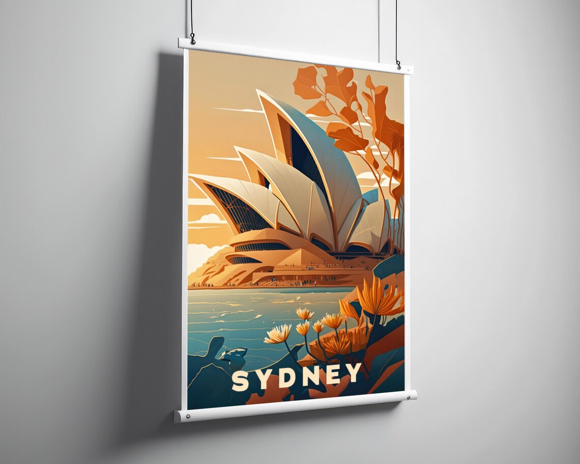 Sydney Australia Vintage Travel Poster Opera House Harbor Art - Image 3