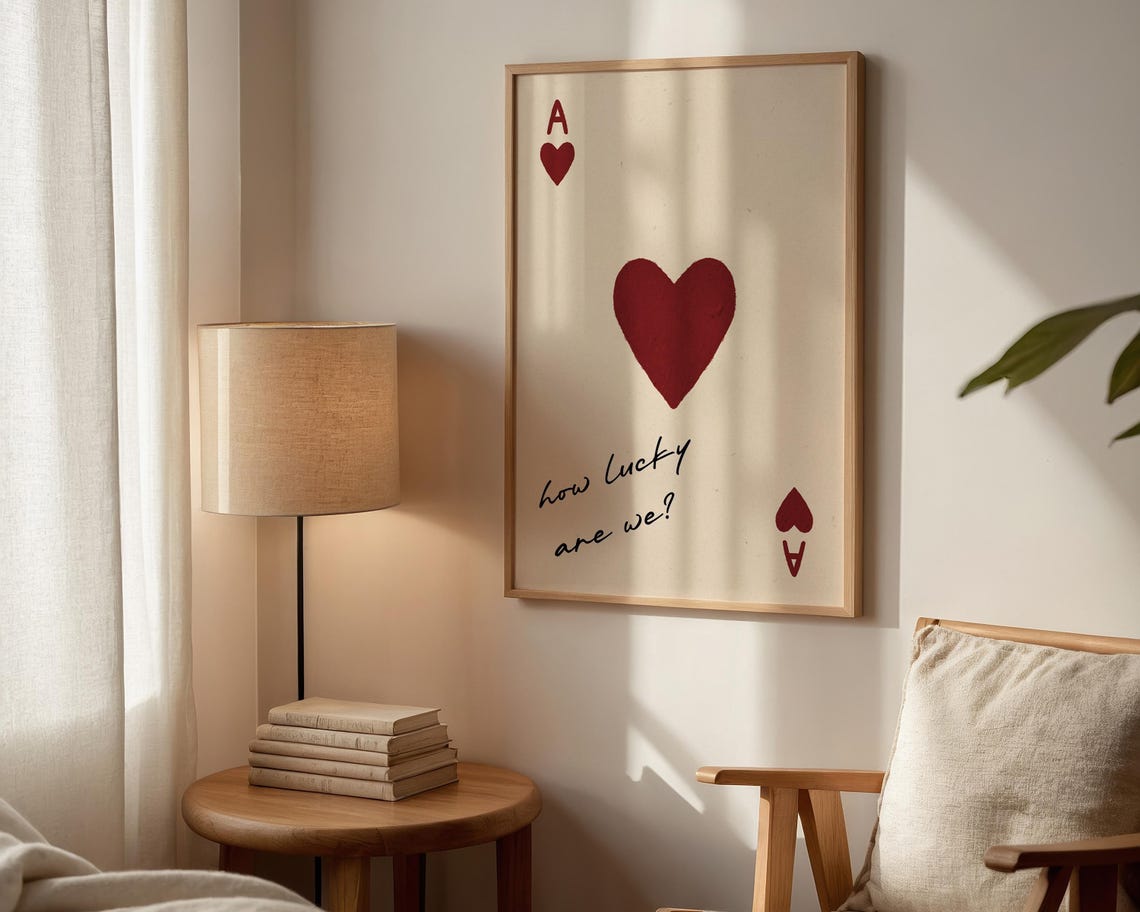 How Lucky Are We Playing Card Art Print, Bedroom Decor - Image 3